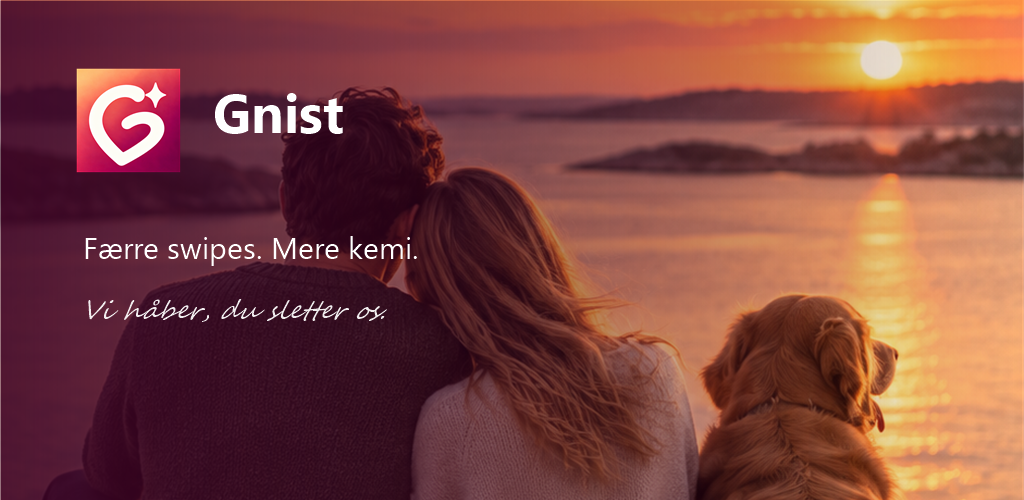 Gnist datingapp med startskærm og produktbanner