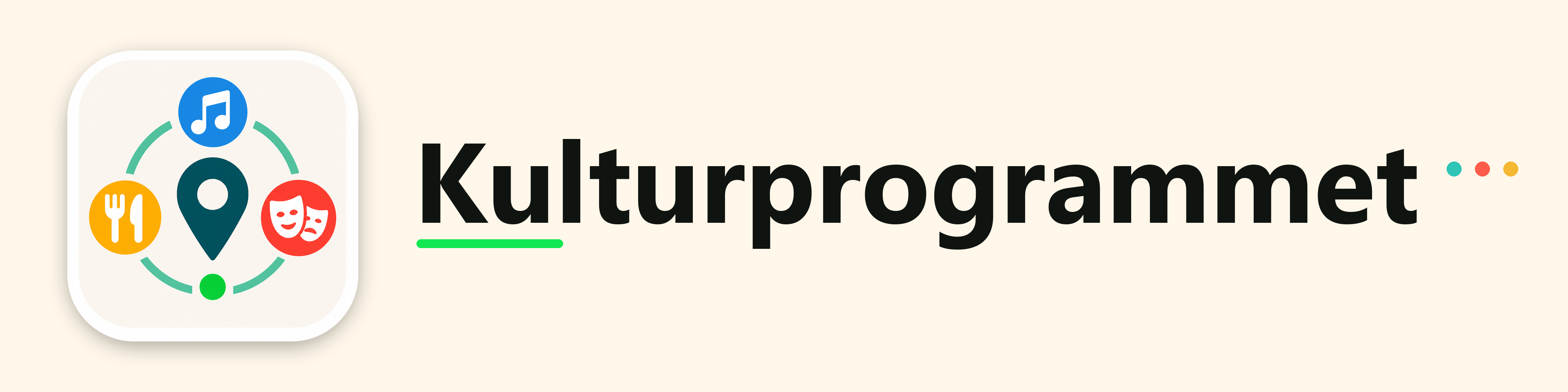 Kulturprogrammets logo med musik, mad, teater og oplevelser på kortet